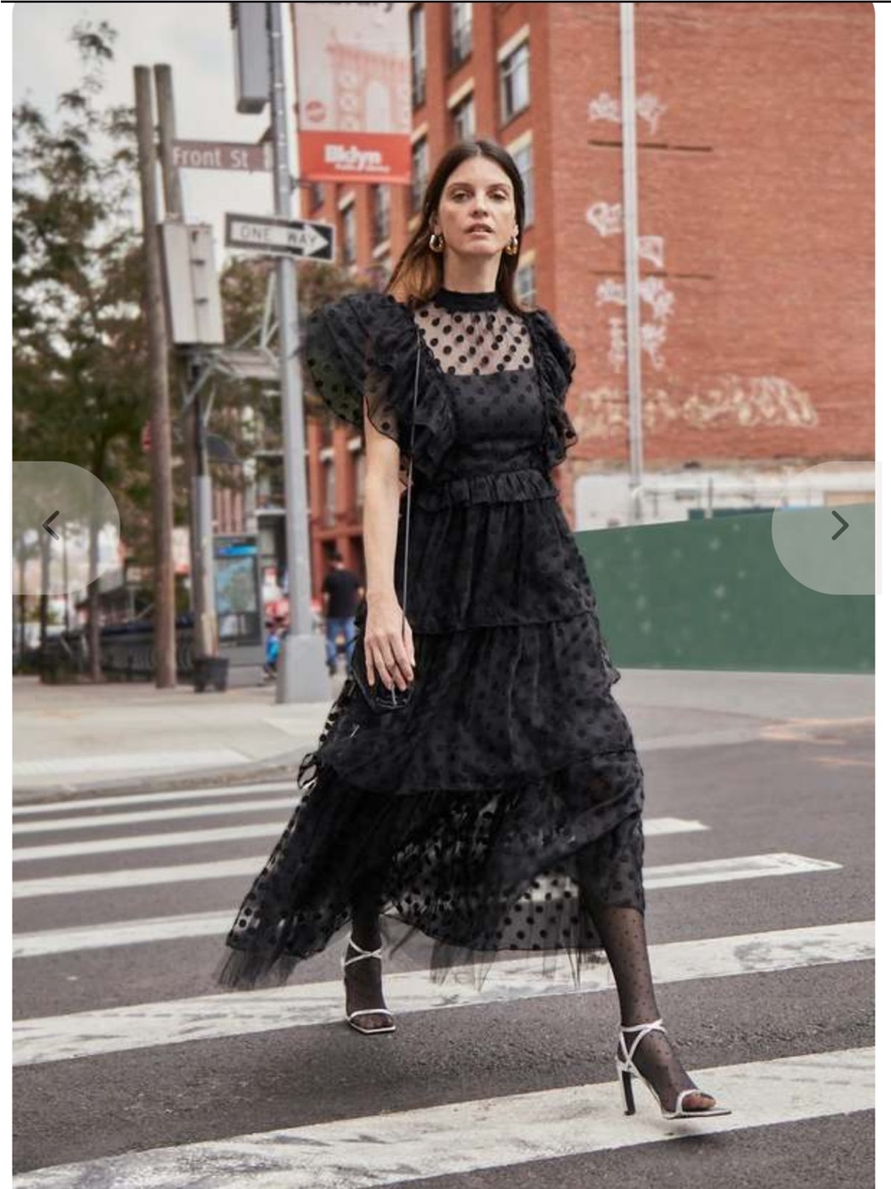 Hunter Bell Annabelle Black Polka Dot Sheer Tiered Maxi Dress - Women